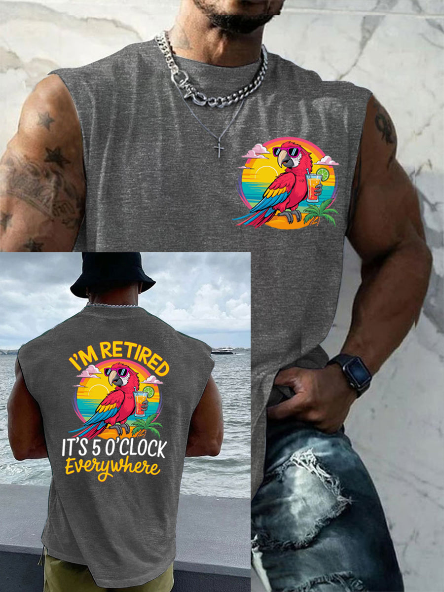 Men's I‘m Retired It‘s 5 O'clock Everywhere Parrot Casual Tank Top