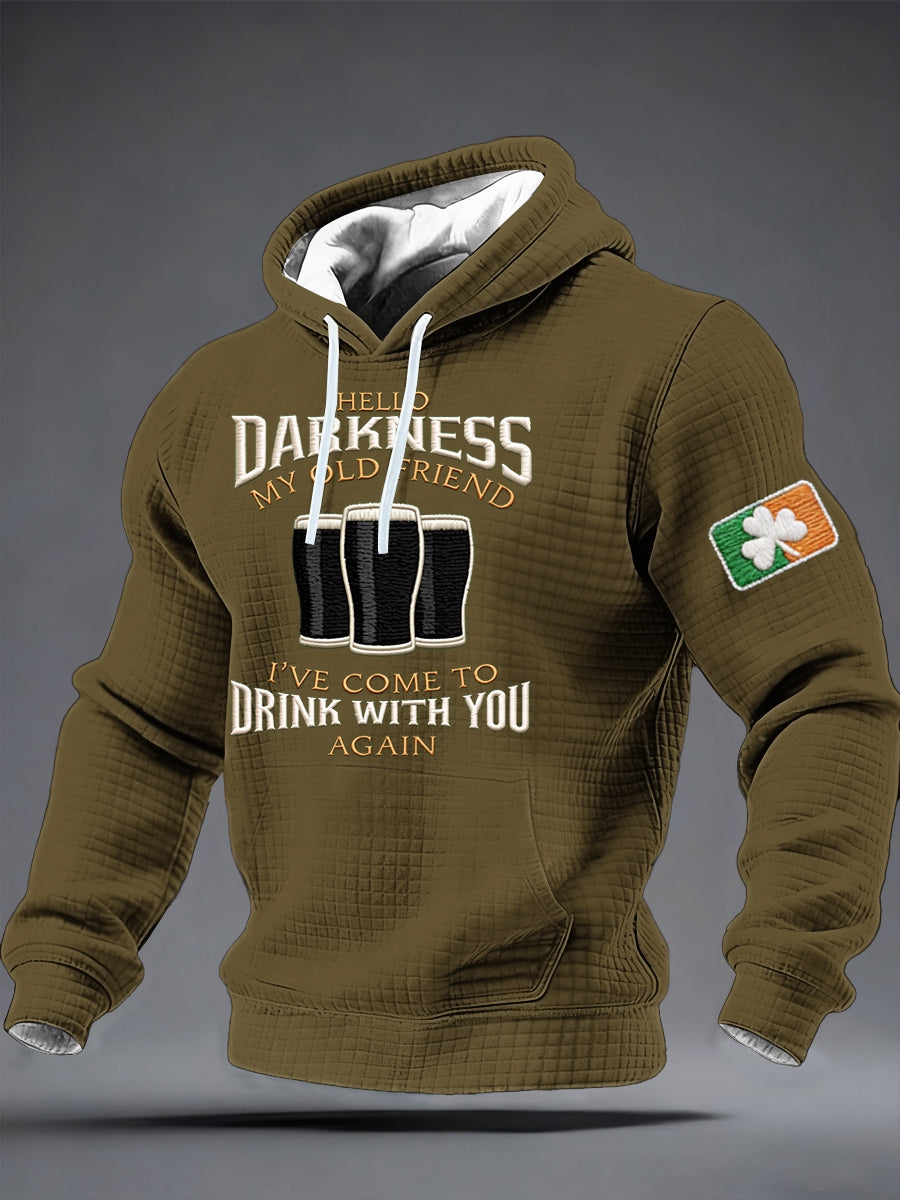 Men's Hello Darkness My Old Friend Checkered Cotton Hoodie