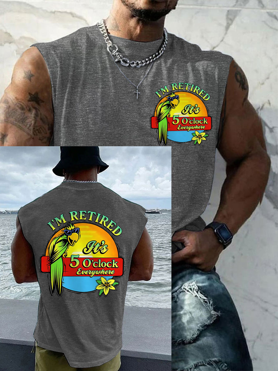 Men's I‘m Retired It‘s 5 O'clock Everywhere Parrot Casual Tank Top