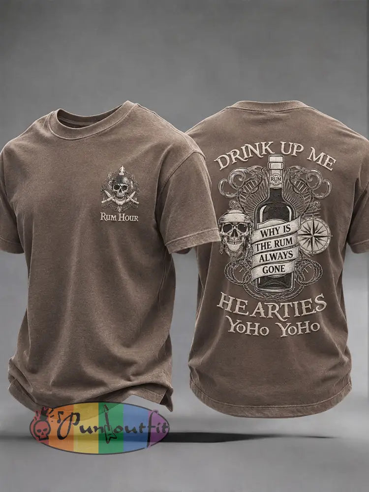 Men's "Why the rum is always gone" Fun Pirate Rum Casual T-shirt