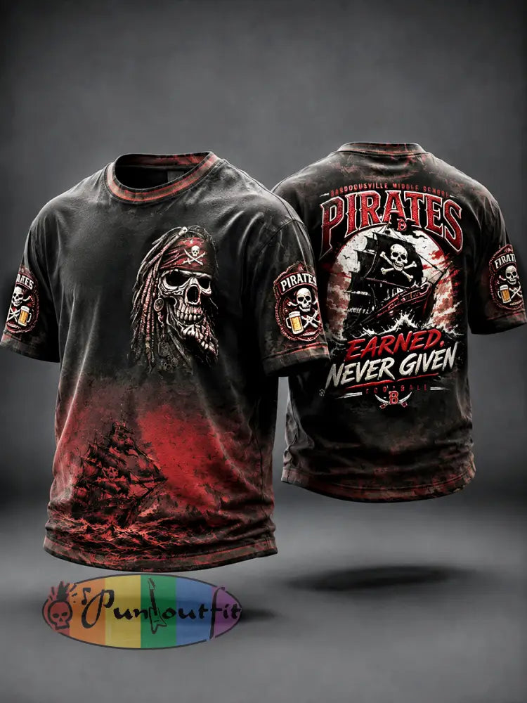 Men’s Gradient Pirate-Print Casual T-shirt
