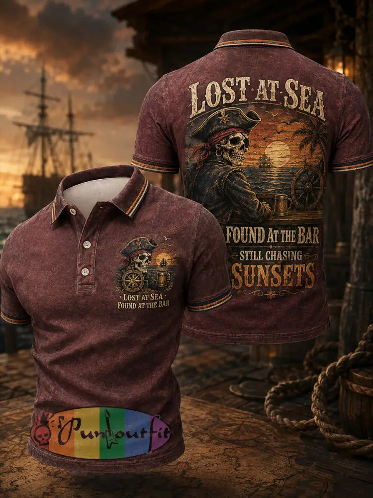 Men's "LOST AT SEA FOUND AT THE BAR STILL CHASING SUNSETS" Tops
