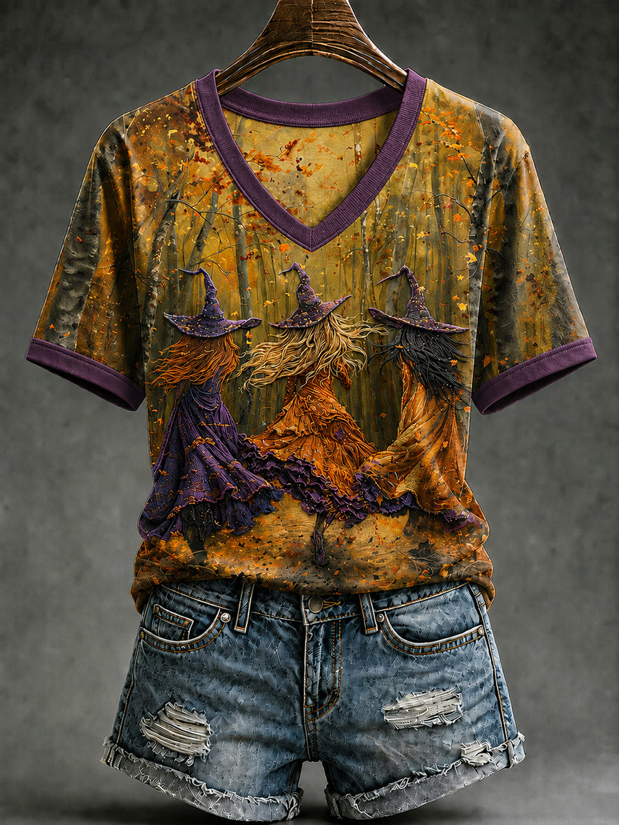 Women's Halloween Witch Art Short Sleeve T-shirt