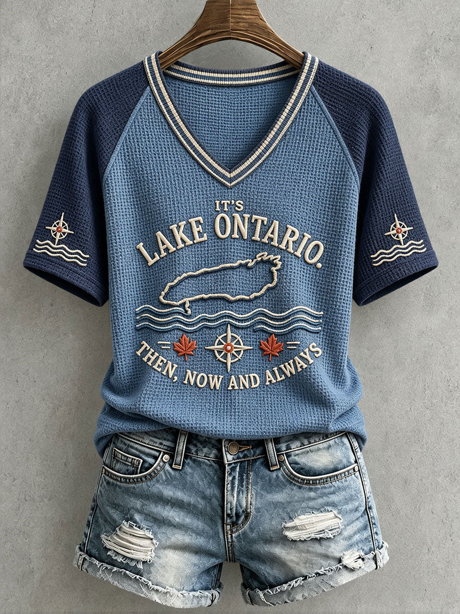 Women's "IT'S LAKE ONTARIO. THEN, NOW AND ALWAYS" V-neck T-shirts