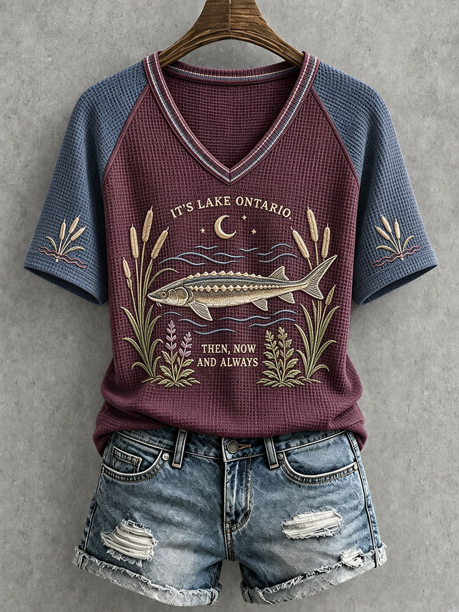 Women's "IT'S LAKE ONTARIO. THEN, NOW AND ALWAYS" V-neck T-shirts