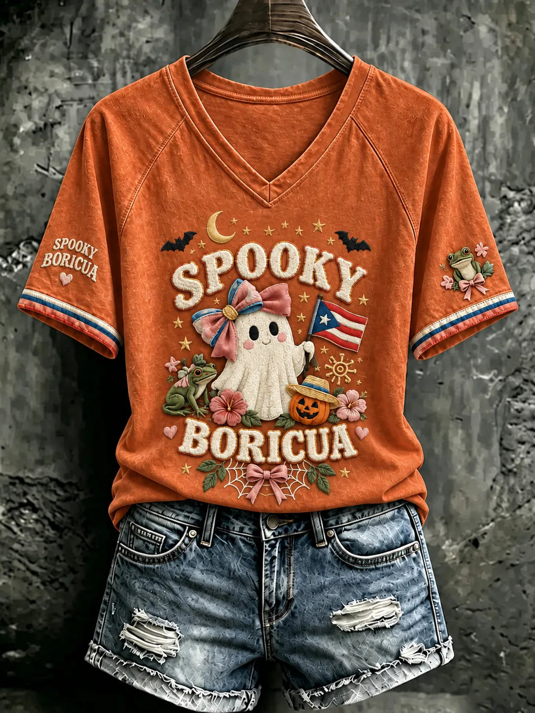 🎃Women'S Puerto Rico Halloween Print T-Shirt
