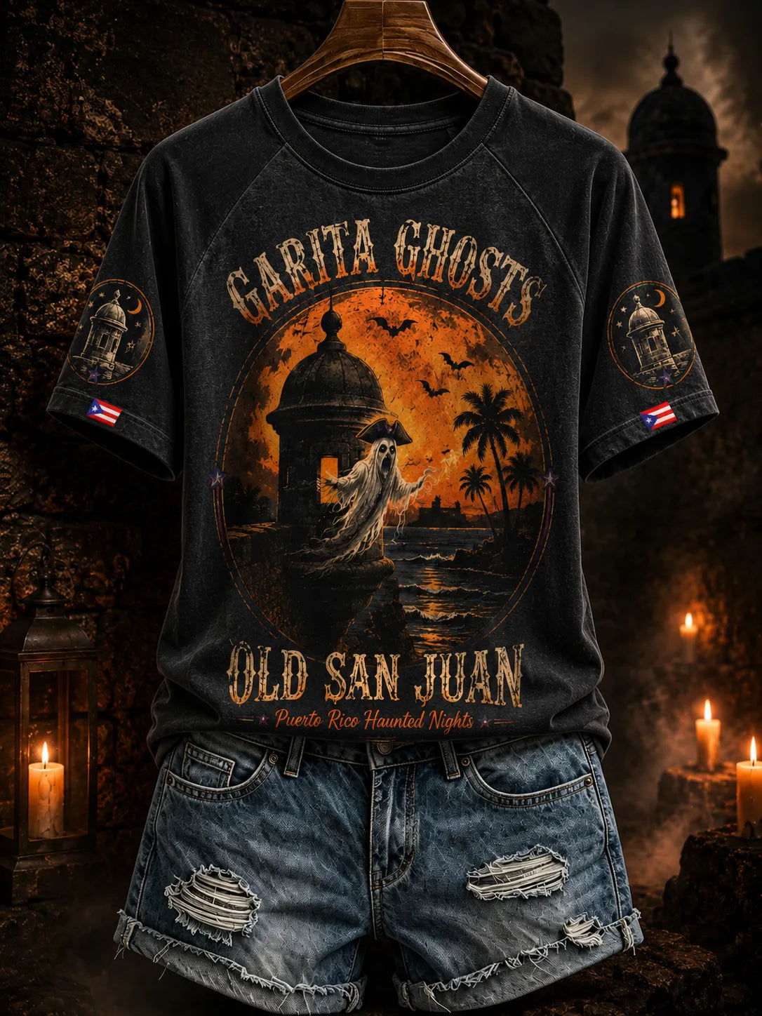 🎃Women's Puerto Rico Halloween Art Printed Top