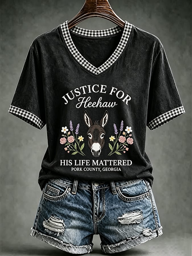 Women's Justice For HeeHaw Donkey Print Casual T-shirt