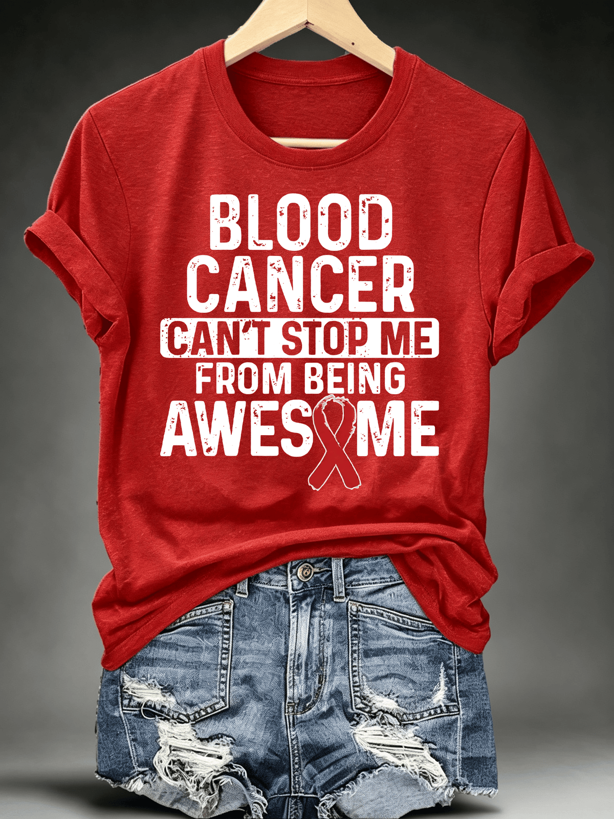 Women's BLOOD CANCER CAN'T STOP ME Print T-Shirt