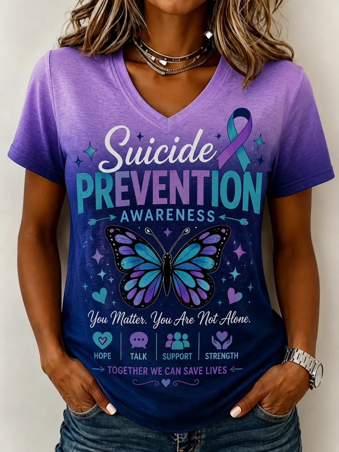 Women's Suicide Prevention Awareness Print T-Shirt