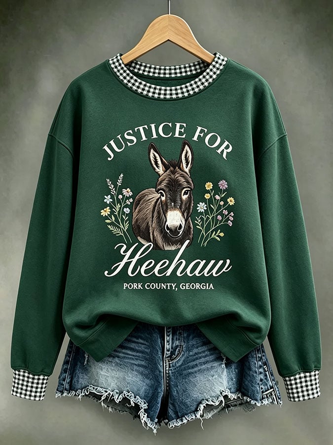 Women's Justice For HeeHaw Donkey Print Casual Sweatshirt