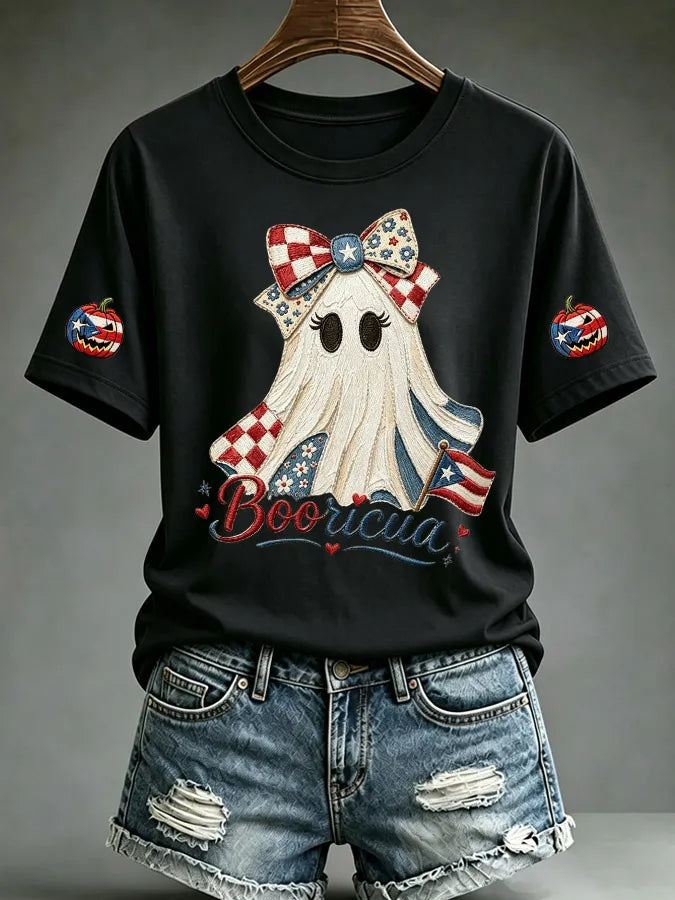 🎃Women's Halloween In Puerto Rico Print T-Shirt