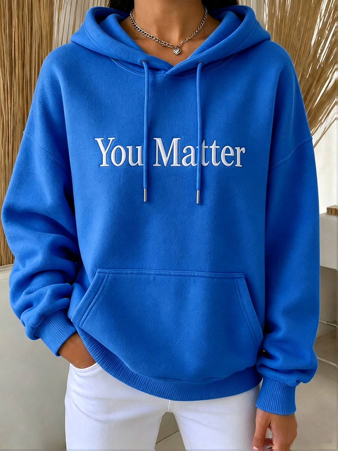 Women's Premium 100% Cotton Oversized Hoodie – "You Matter" Embroidered Graphic Sweatshirt