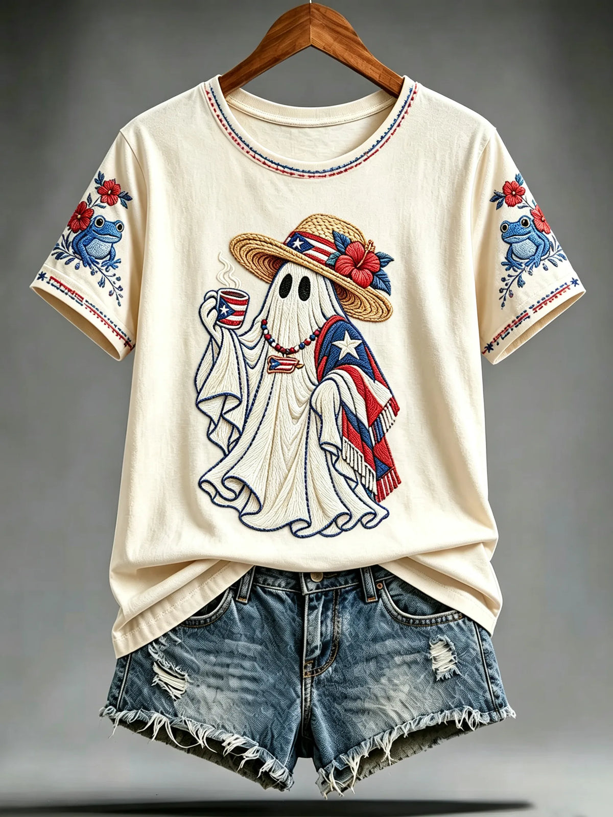 🎃Women's Halloween In Puerto Rico Print T-Shirt