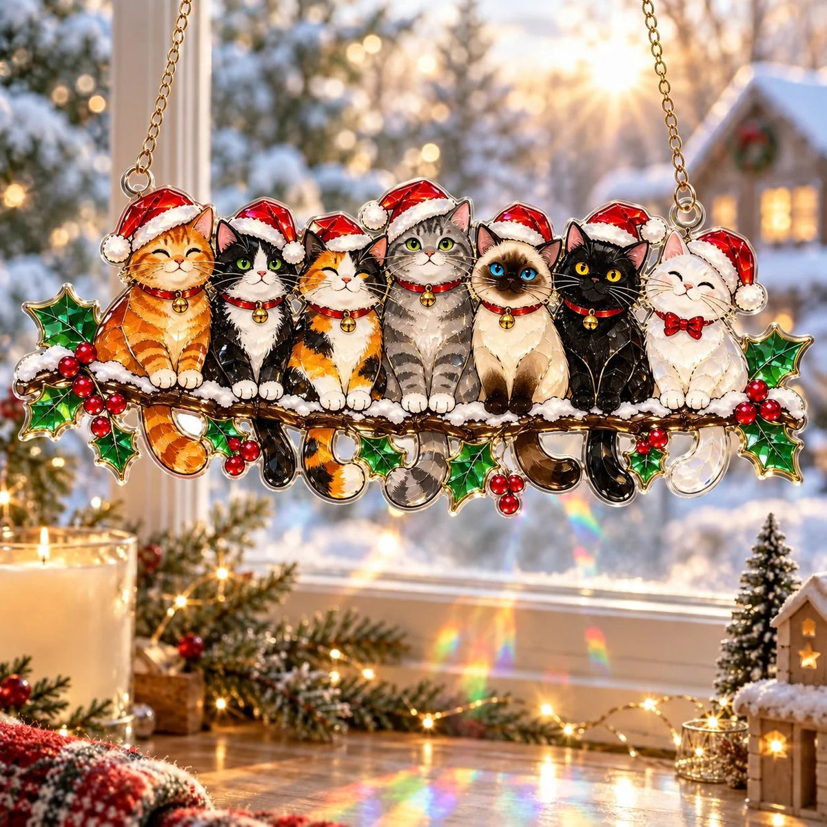 โจ Whimsical Winter Suncatchers(11 types) | Shatterproof "Stained-Glass" Window Hangings ๐