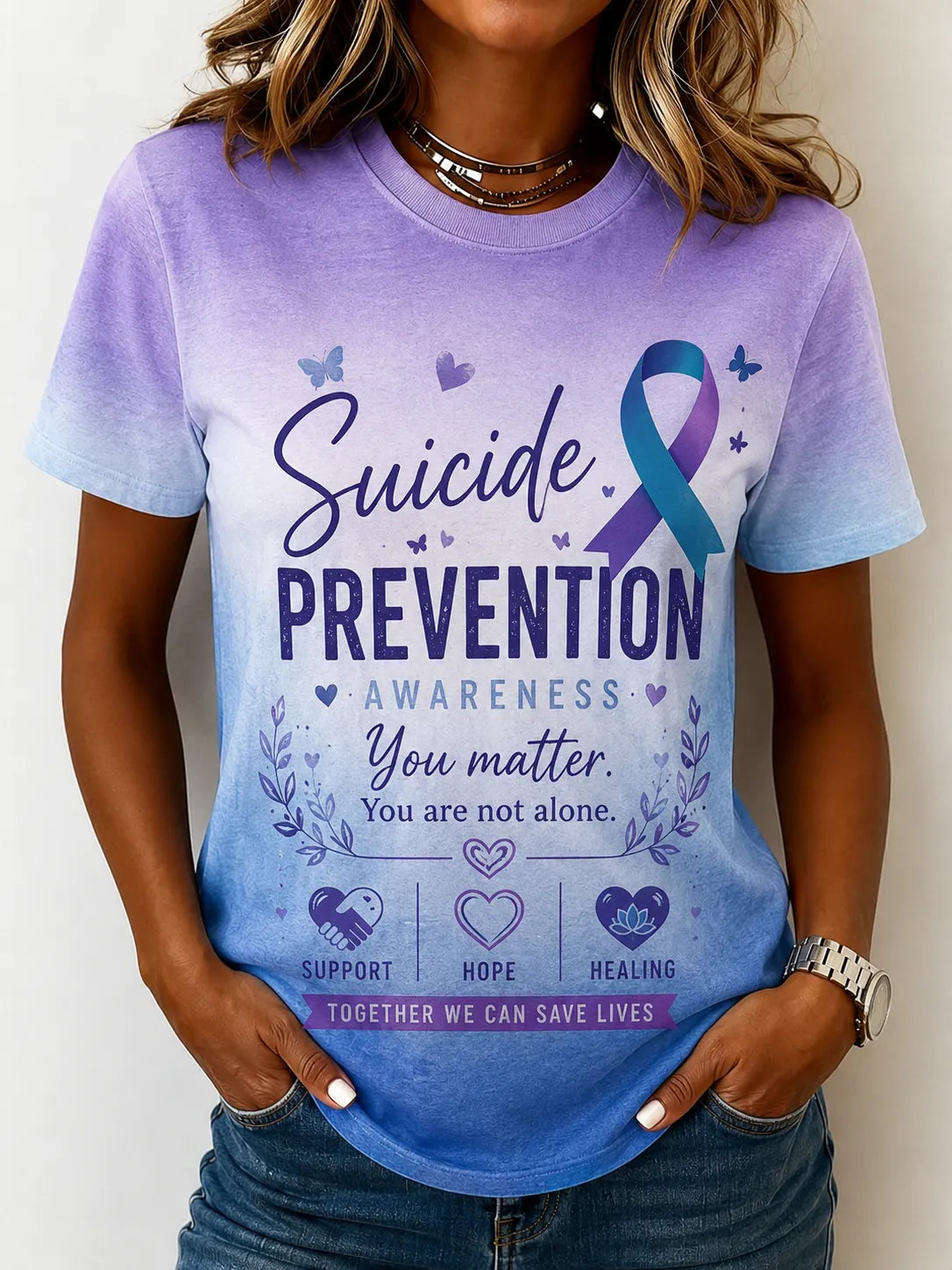 Women's Suicide Prevention Awareness PrintT-Shirt