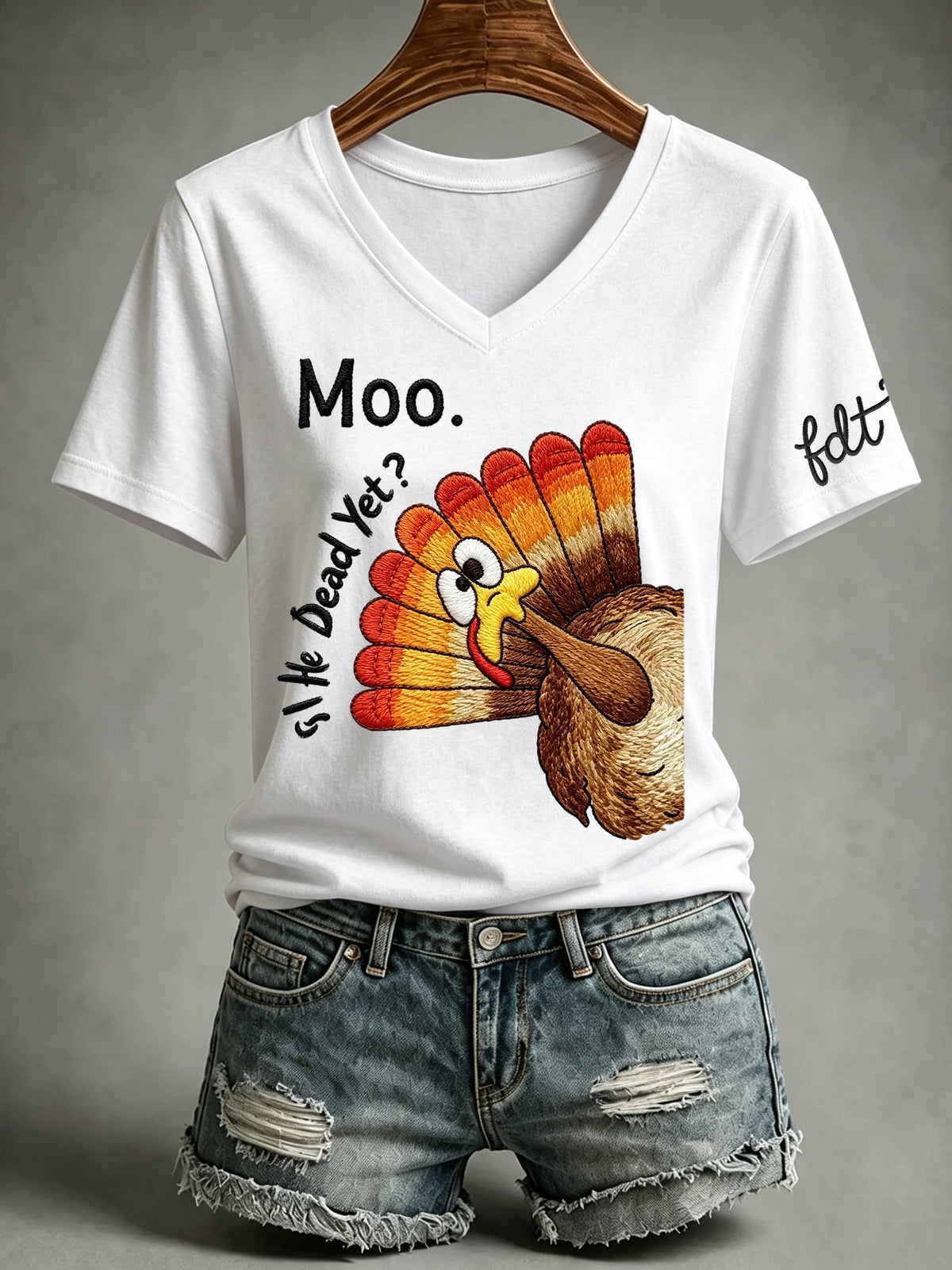 Women's Retro Moo! Is He Dead Yet ? DTF Print T-Shirt