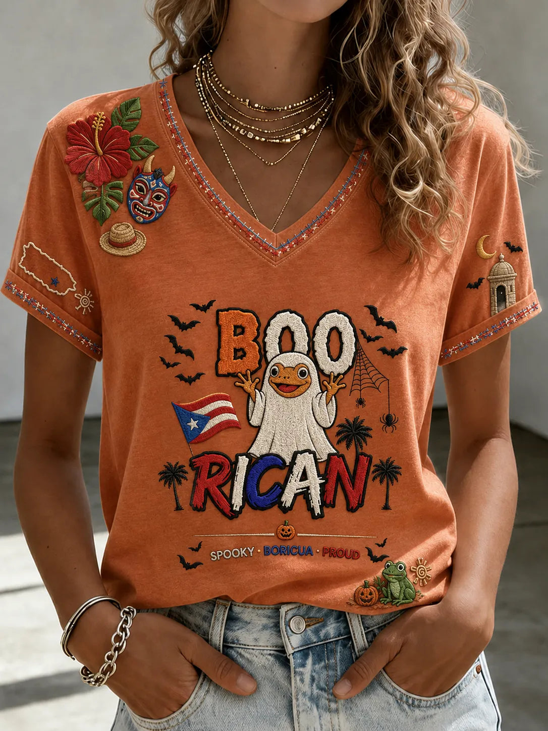 🎃Women's Puerto Rico Halloween Graphic T-shirt