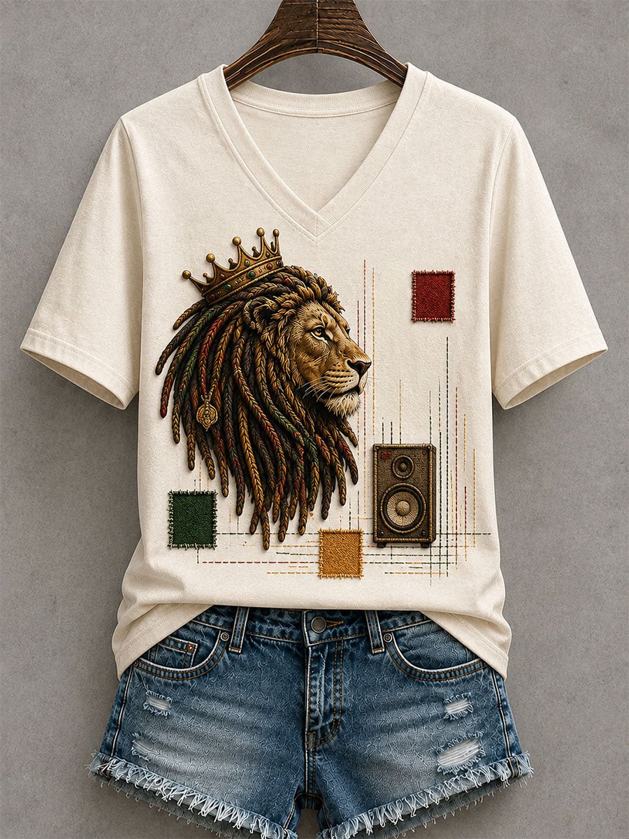 Women's Reggae Music Art Print Casual T-shirt