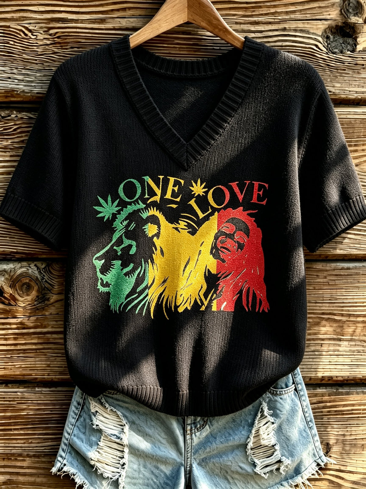 Women's Reggae Art Print Casual T-shirt