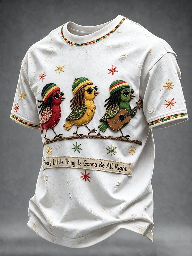 Printed Short-Sleeve T-Shirt With The Theme "Everything Will Eventually Go Smoothly, And Everything Will Be Alright"