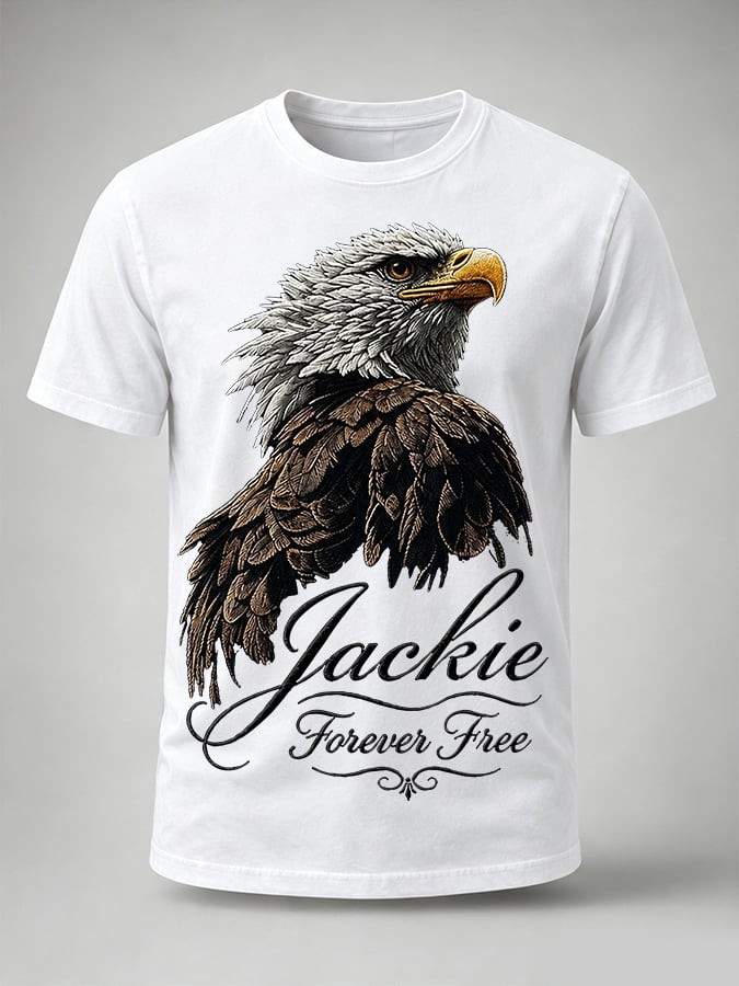 Men'S Casual Bald Eagle "Jackie" Print T-Shirt