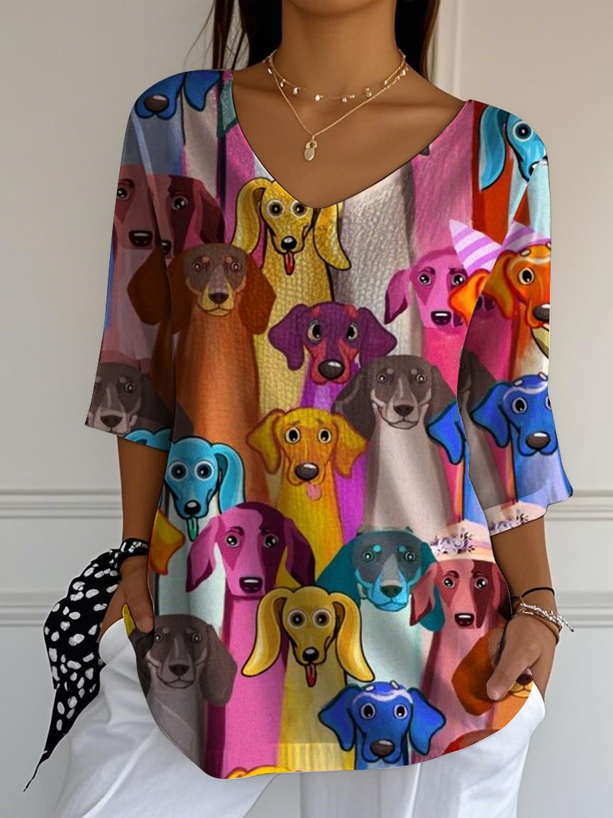 Women's Dog Love Print Casual T-Shirt