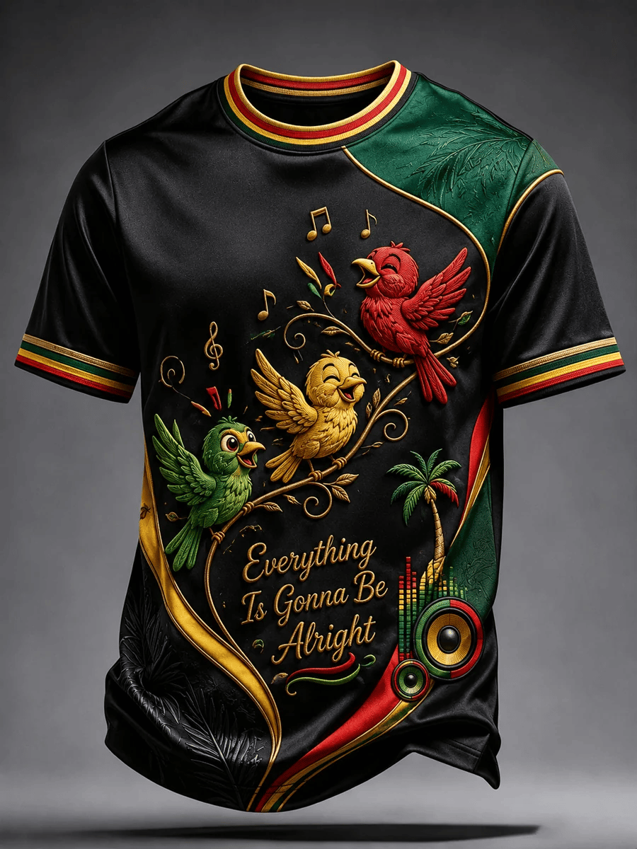 Men's Retro Reggae Atr Printed Casual T-Shirt