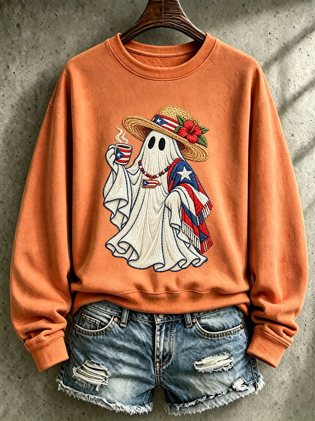 🎃Women's Halloween In Puerto Rico Printed Long-Sleeve Sweatshirt
