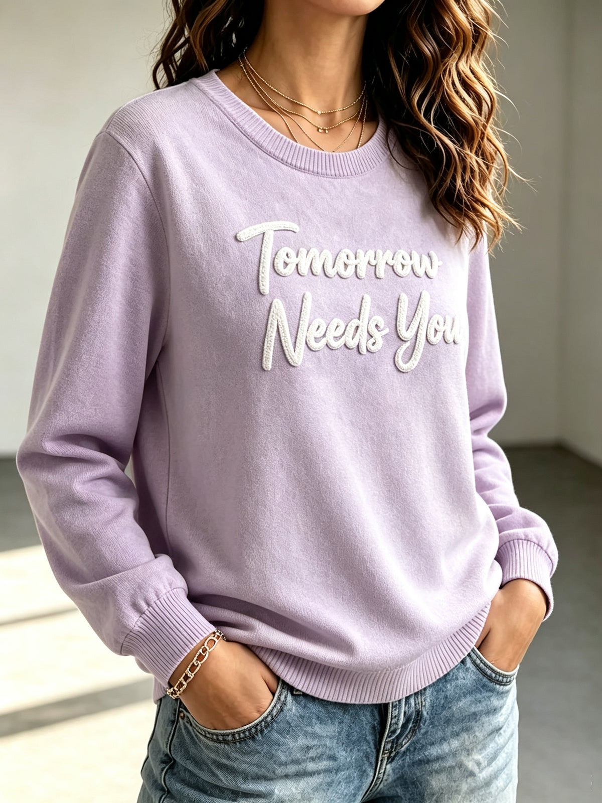 Women's Vintage Wash Soft Premium 100%Cotton Oversized Pullover Sweater - Embroidery Craftsmanship