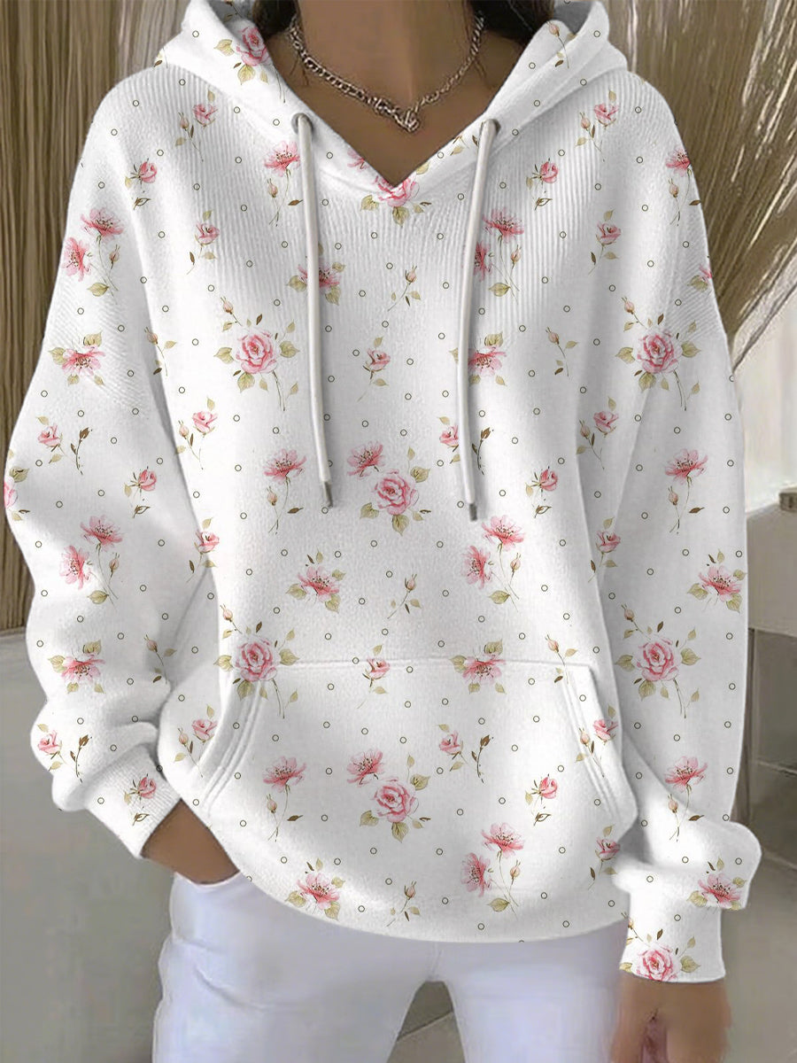 Women's Breast Cancer Pink Print Casual Hoodie