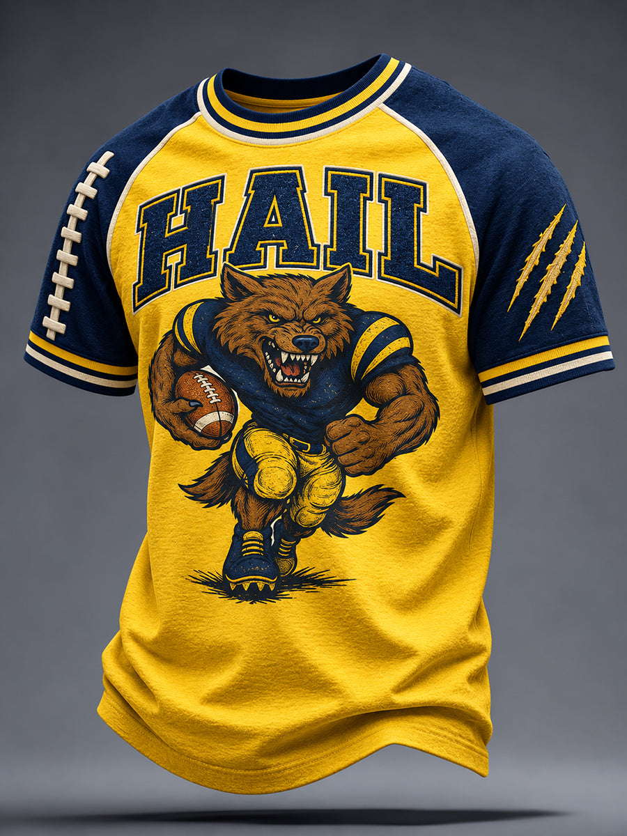 Men's Michigan University Football Lover Printed T-shirt