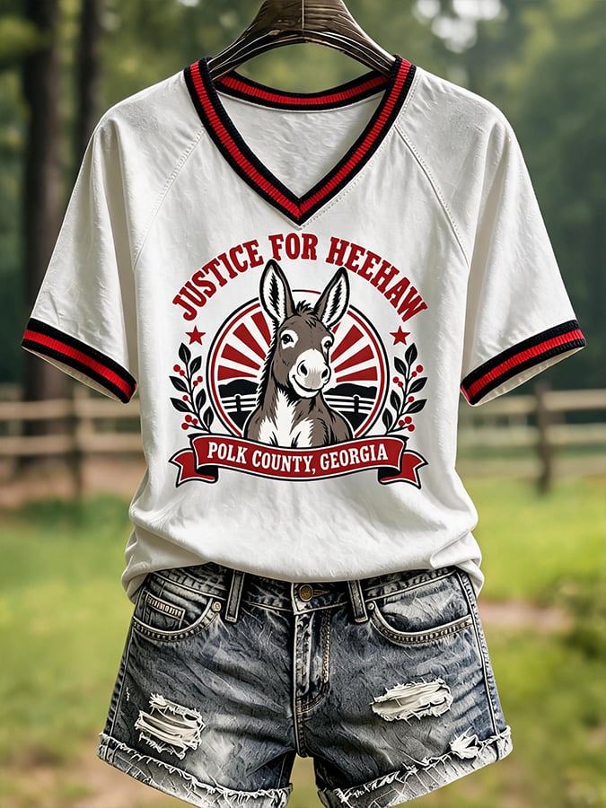 Women's Justice For HeeHaw Donkey Print Casual T-shirt