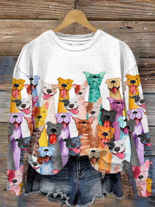 Women's Fun Dogs Print Sweatshirt