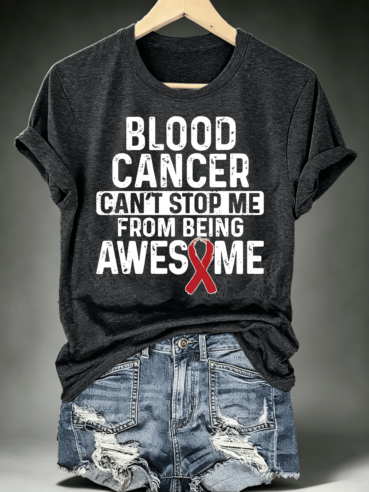 Women's BLOOD CANCER CAN'T STOP ME Print T-Shirt