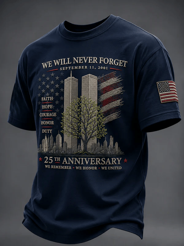 Men's 9.11 Never Forget Print Casual T-shirt