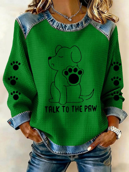 Women's Talking With Paws Funny Puppy Print Sweatshirt
