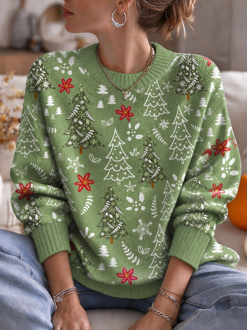 Women's Christmas Print Casual Knit Top