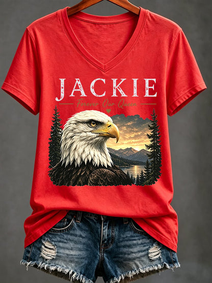 Women's Casual Bald Eagle "Jackie" Print Top