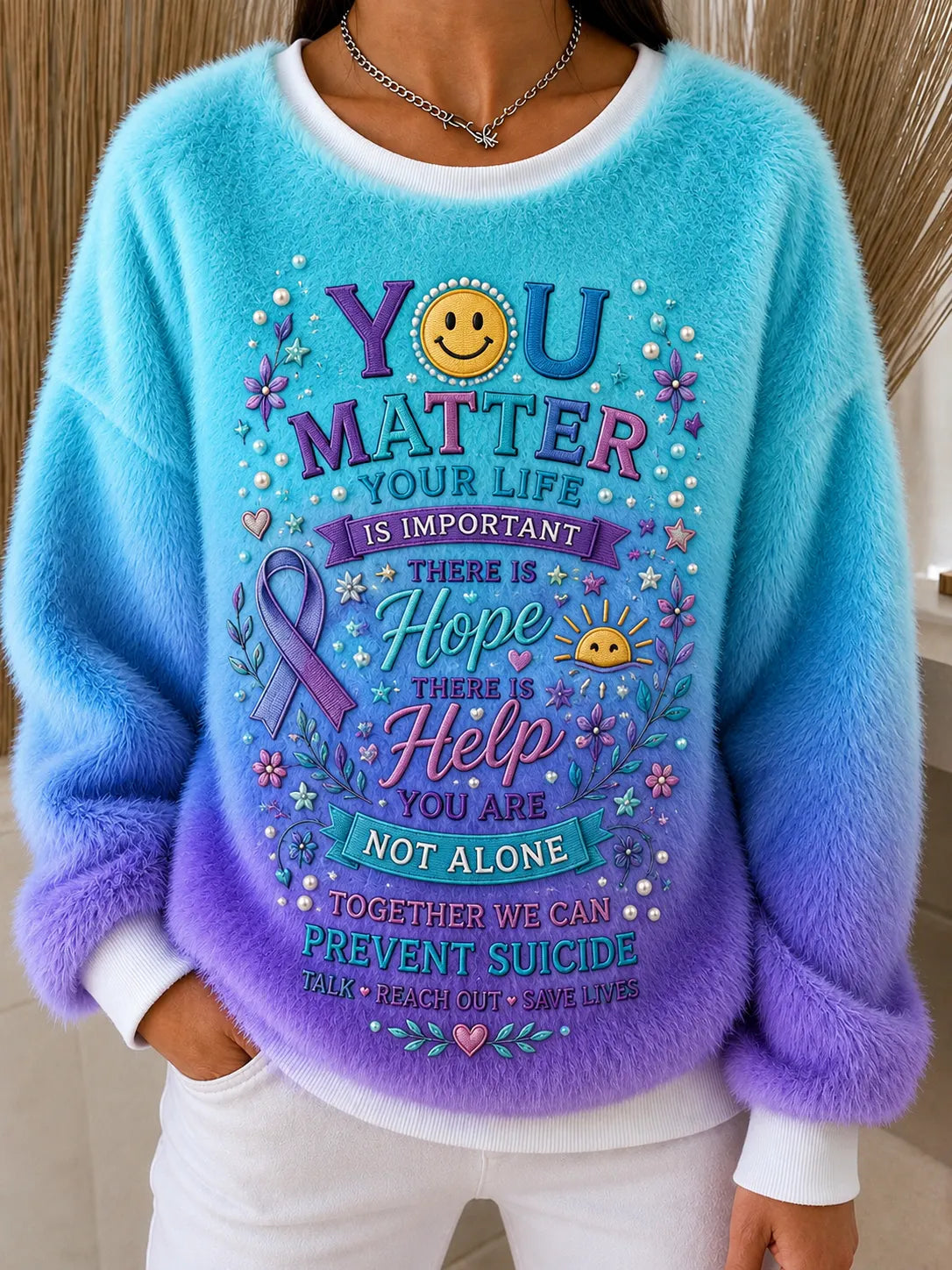 Women's Suicide Prevention Awareness Print Sweatershirt
