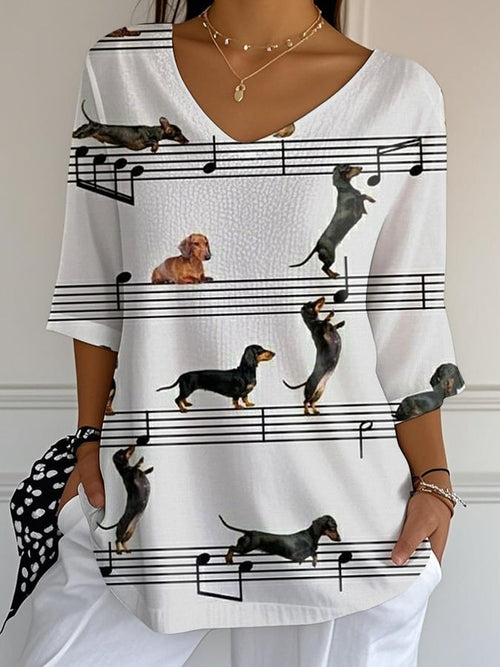 Women's Dachshund Print Casual T-shirt