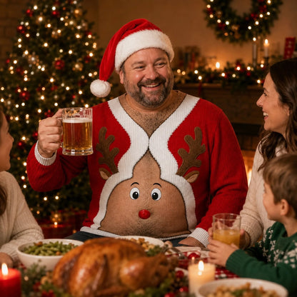 Custom Skin Tone Official Christmas Belly Ugly Sweater – Funny Body Illusion Holiday Sweatshirt