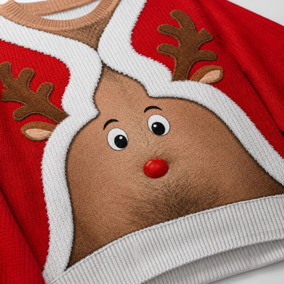 Custom Skin Tone Official Christmas Belly Ugly Sweater – Funny Body Illusion Holiday Sweatshirt