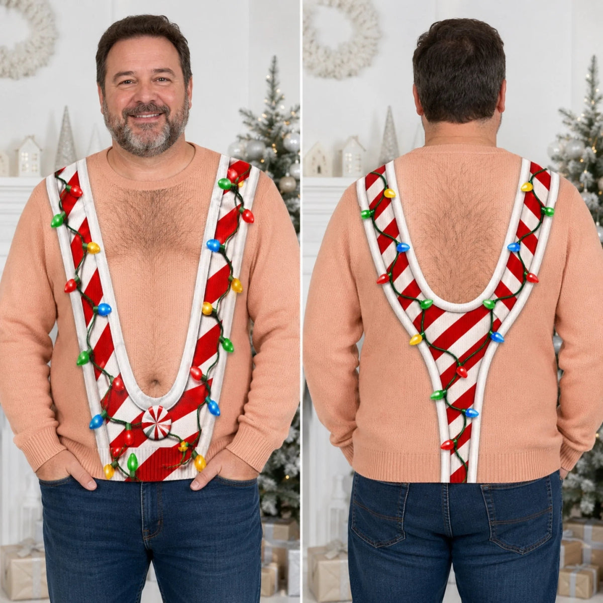 My Belly Brings the Cheer Ugly Christmas Sweater – Funny Holiday Sweatshirt for Men