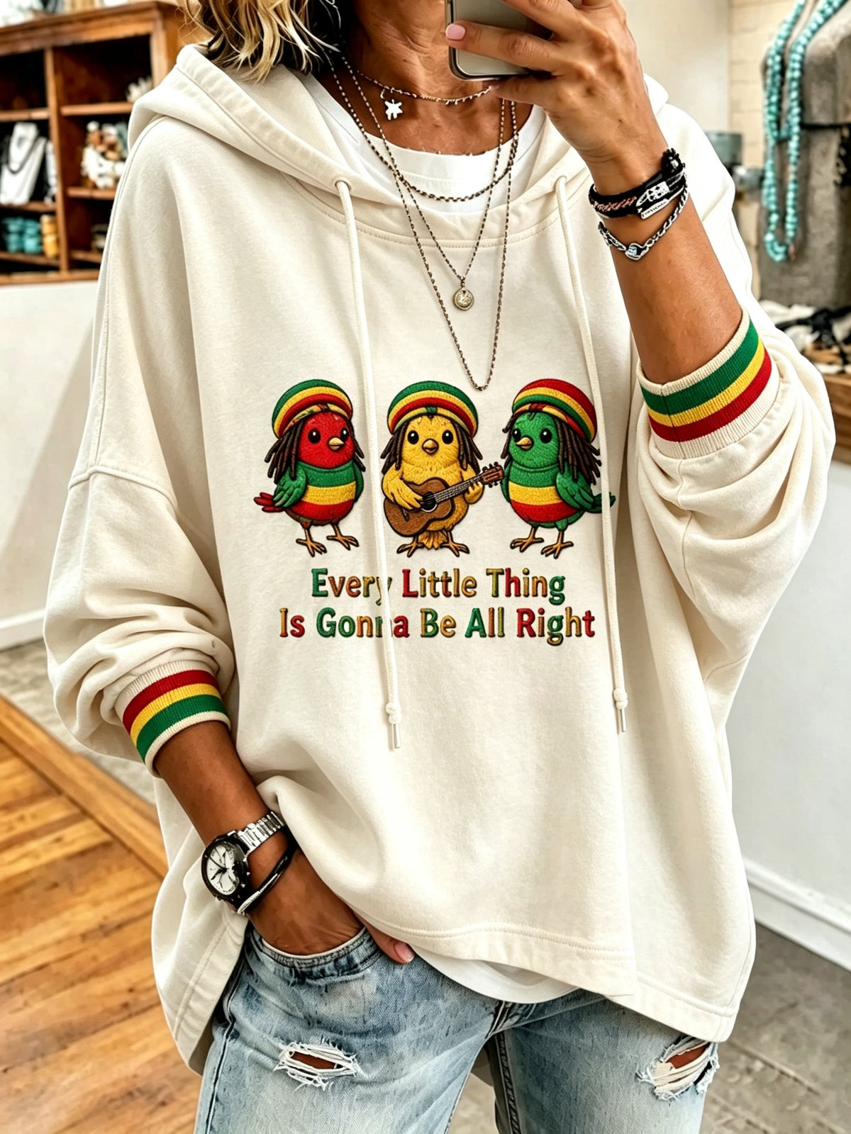 Women's Reggae Music Art Print Hoodie