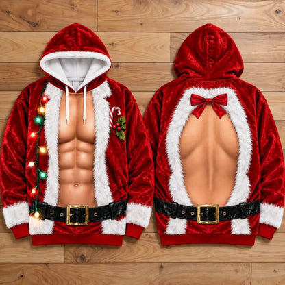 Funny Santa Muscle Illusion Christmas Shirt – Naughty Holiday Party Tee