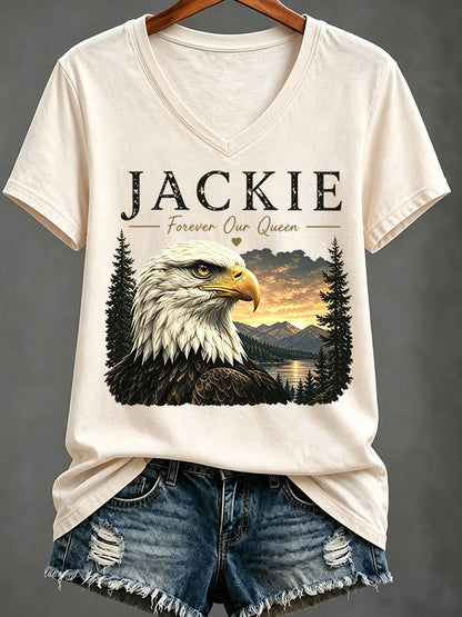 Women's Casual Bald Eagle "Jackie" Print Top