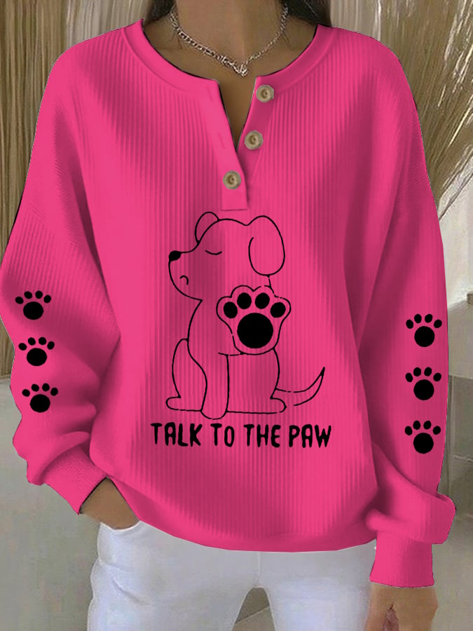 Women's Talking With Paws Funny Puppy Print Sweatshirt