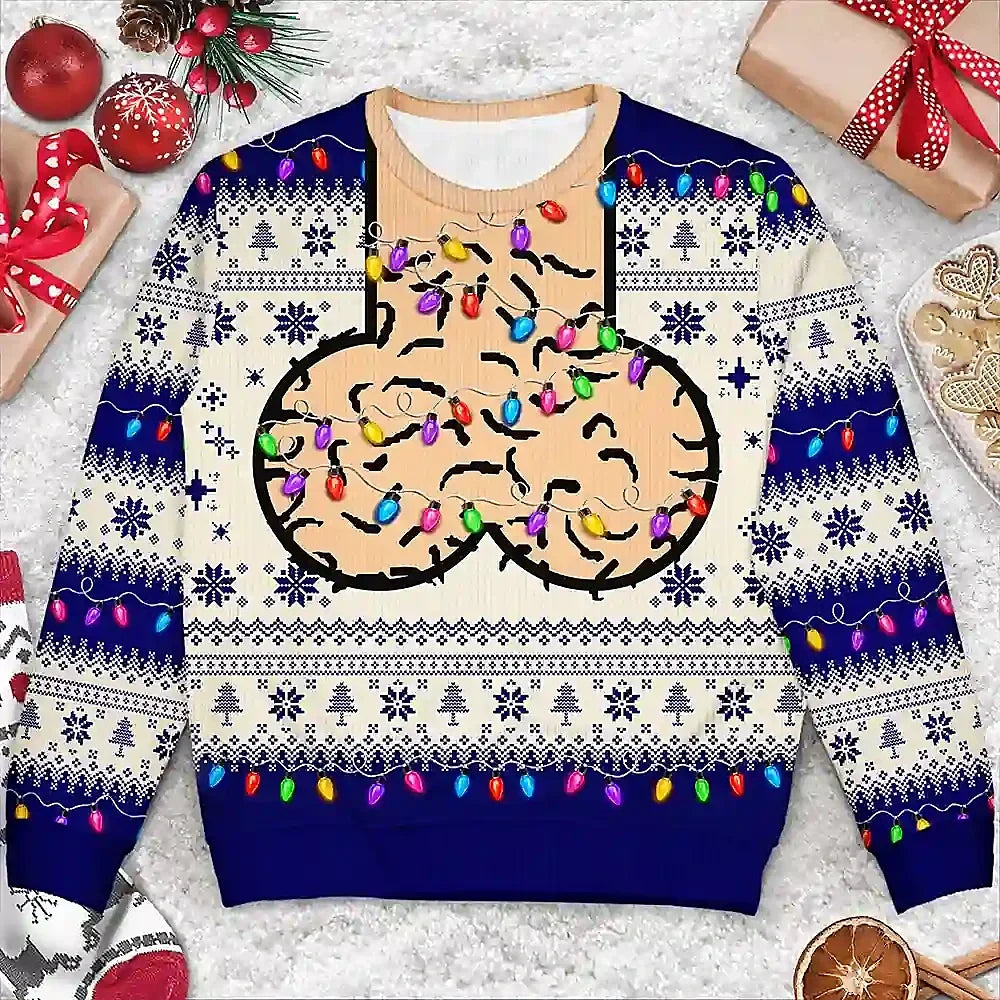 Funny Christmas Gift For Bald Dad Papa Husband - Personalized Unisex Ugly Sweater