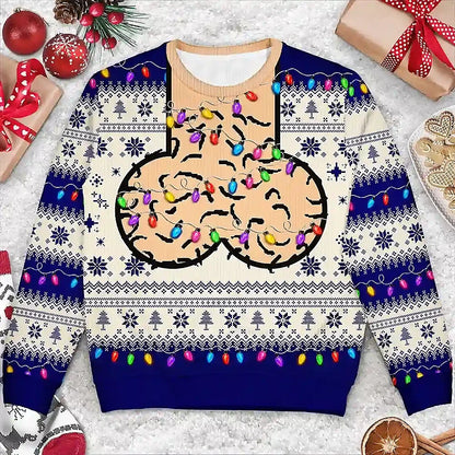 Funny Christmas Gift For Bald Dad Papa Husband - Personalized Unisex Ugly Sweater